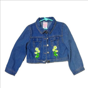 Kids - Denim Jacket with Floral Embroidery Size 4